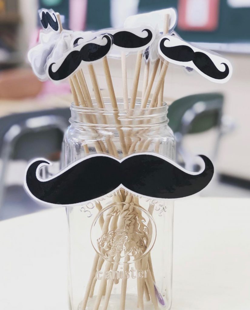 fun picture of a bouquet of mustaches