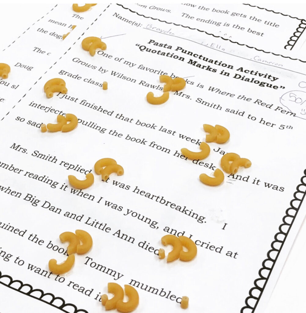 pasta as punctuation to help make my class THE class students love